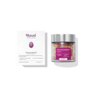 Murad Stress-Less Supplement - Supports Calm, Relaxation Mental Clarity, Promotes Focus Energy, with L-Theanine, Ashwagandha, Biotin Hyaluronic Acid for Skin Hydration - 30-Day Supply, 60 pcs