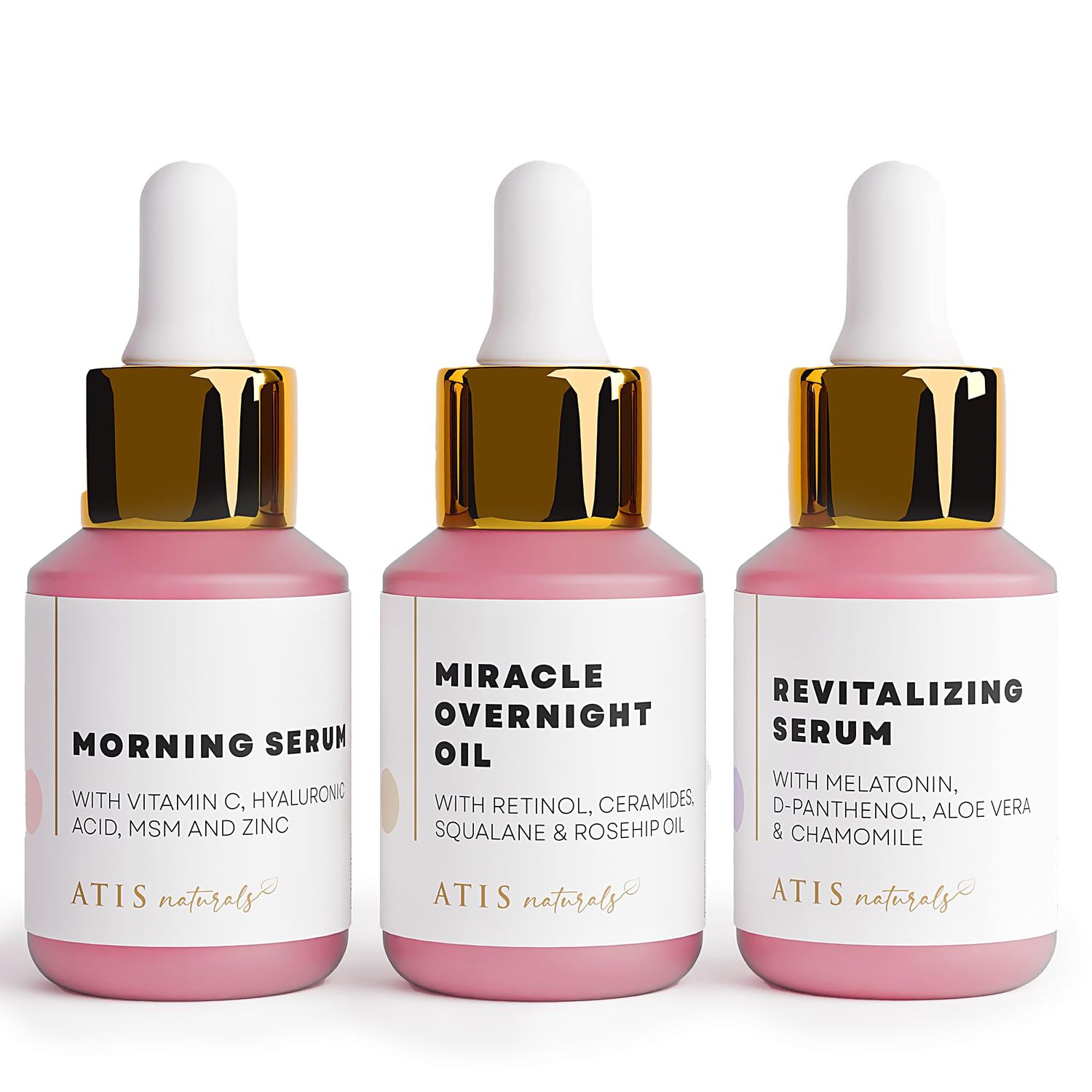 ATIS Facial Serum 3 Pack, Vitamin C Serum, Retinol Serum and Hyaluronic Acid Serum For Anti Aging Wrinkle - Boost Skin Collagen, Hydrate Plump Skin