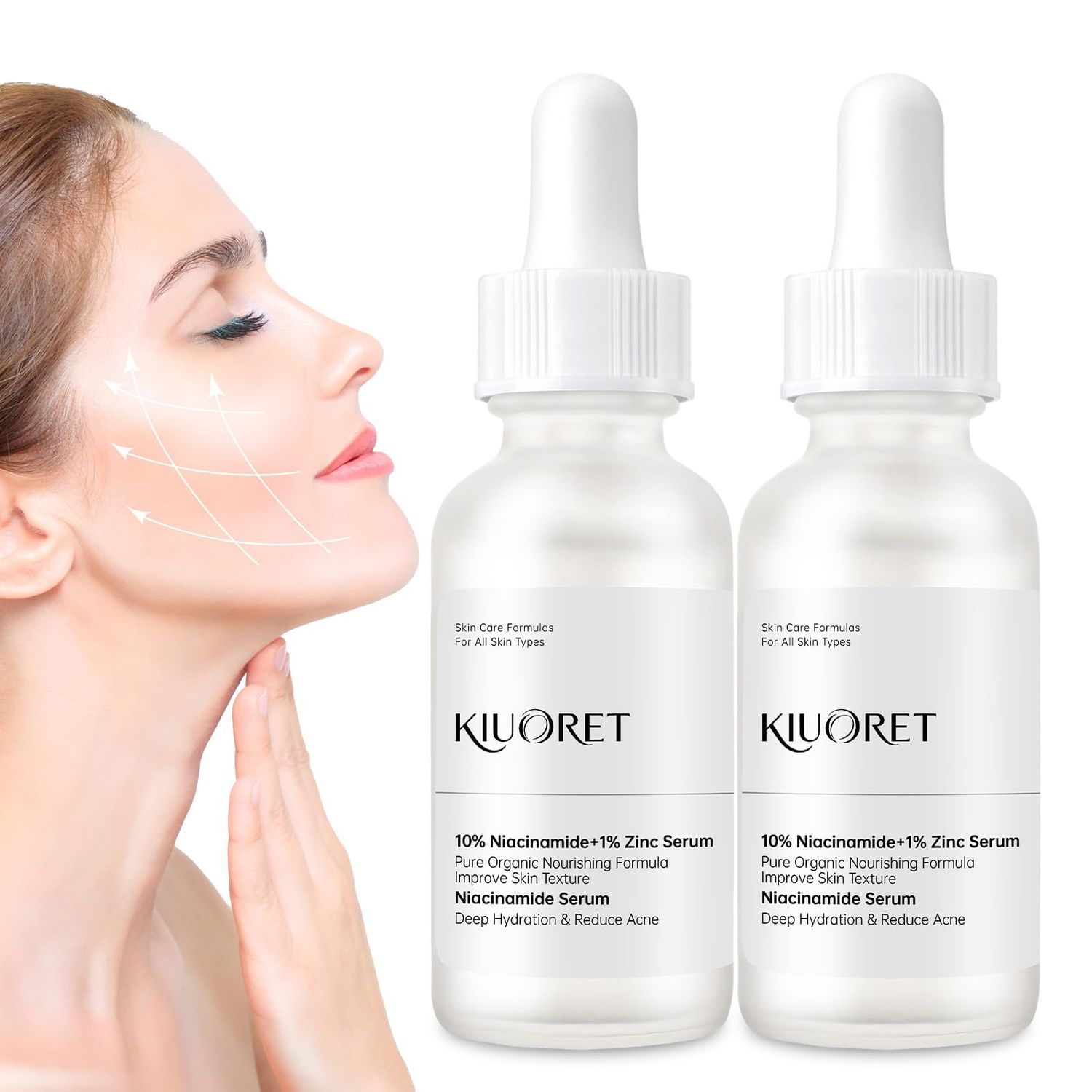 Niacinamide Serum for Face, 2PCS Niacinamide 10 Zinc 1 Serum for Oil Control, Pores Minimizer, Tones Skin, With Hyaluronic Acid for Deep Hydration