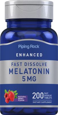 Piping Rock Melatonin 5mg 200 Tablets Fast Dissolve Pills Berry Flavor Vegetarian, Non-GMO, Gluten Free Supplement