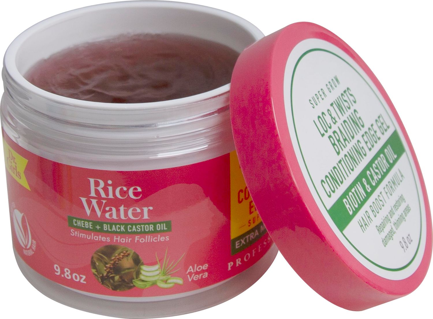 Dr Girls Locs Twists Braiding Conditioning Edge GelChebe and Black Castor Oil 9.8oz 48 Hours Hold