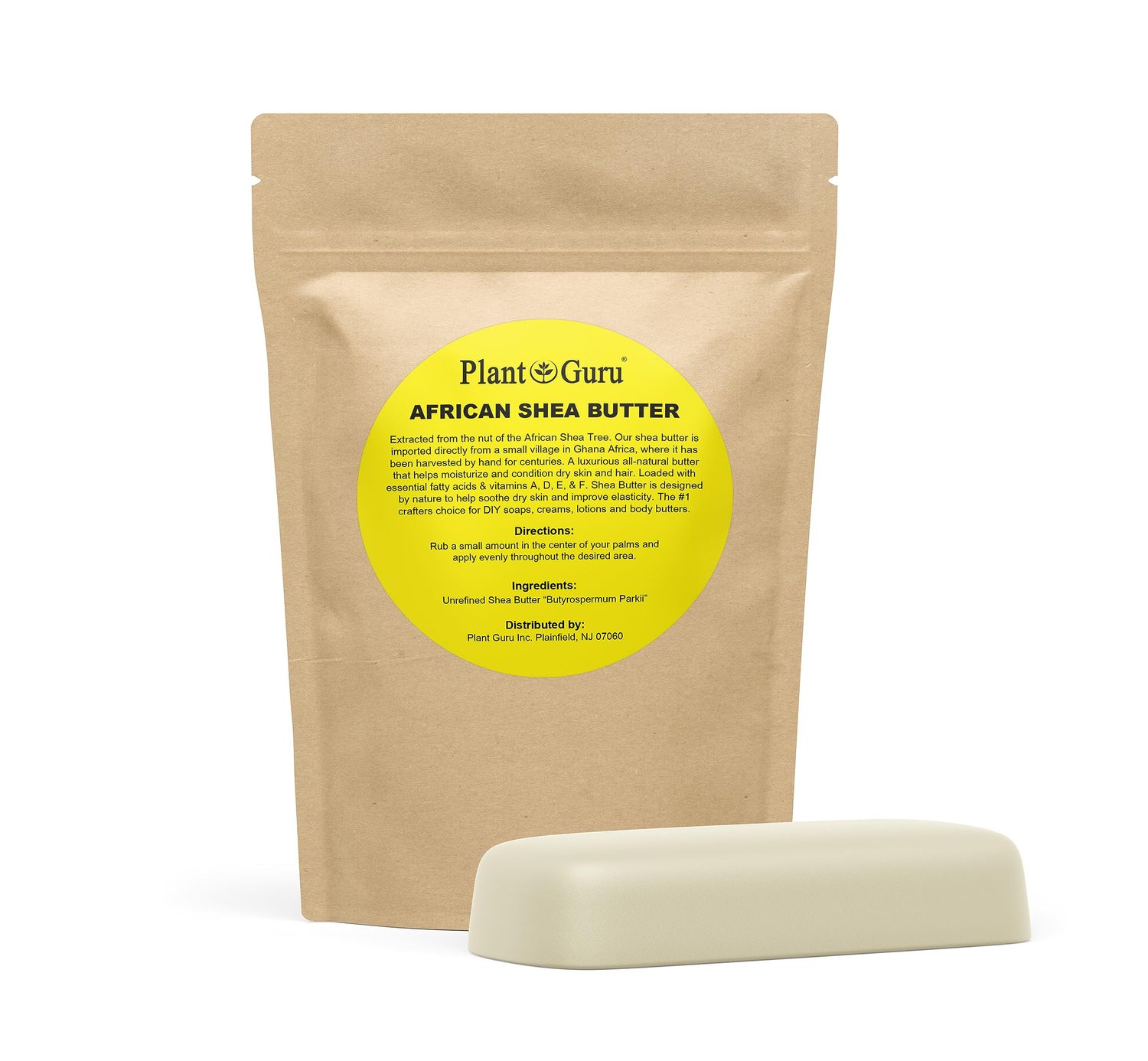 Raw African Shea Butter 8 oz. Bar 100 Pure Natural Unrefined IVORY - Imported From Ghana - Ideal Moisturizer For Dry Skin, Body, Face And Hair Growth. Great For DIY Soap and Lip Balm Making.