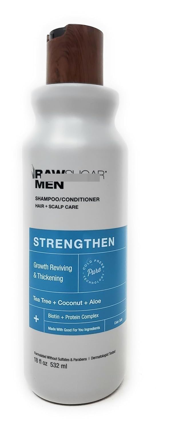 Men&#39;s Strengthen 2-in-1 Shampoo and Conditioner Growth Reviving Thickening Tea Tree Coconut Aloe Biotin Protein Complex 18 fl oz532 ml (Pack of 1)