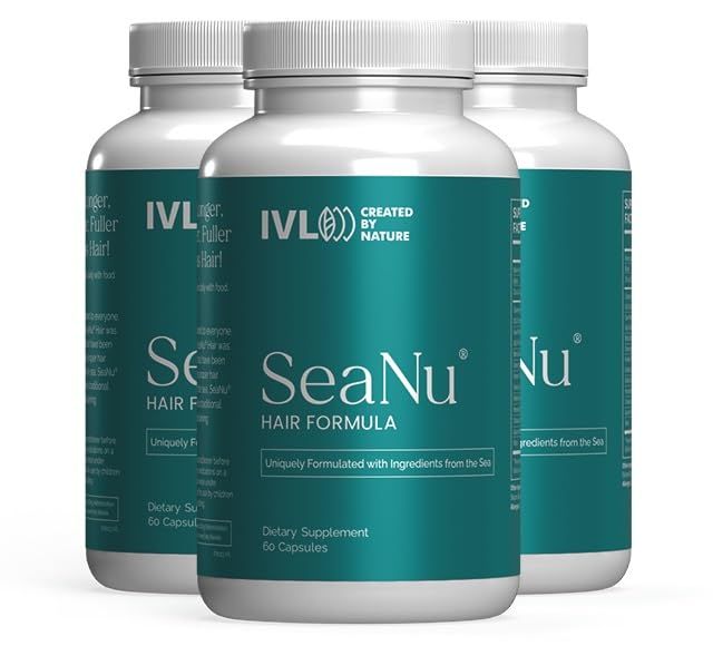 IVL - SeaNu Hair Vitamins Supplements - Hair Strength, Strand Thickness, Hair Growth - with Biotin, Vitamin B3, Zinc, Saw Palmetto Berry Extract, Green Lipped Mussel - Vitamin Hair Growth (3 Pack)