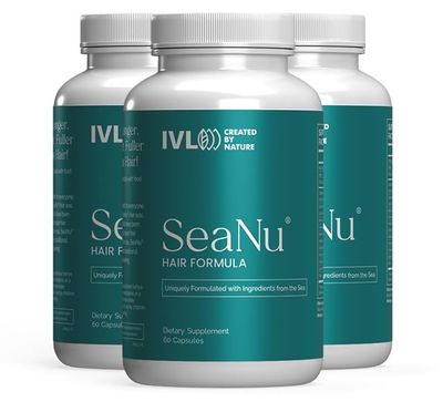 IVL - SeaNu Hair Vitamins Supplements - Hair Strength, Strand Thickness, Hair Growth - with Biotin, Vitamin B3, Zinc, Saw Palmetto Berry Extract, Green Lipped Mussel - Vitamin Hair Growth (3 Pack)