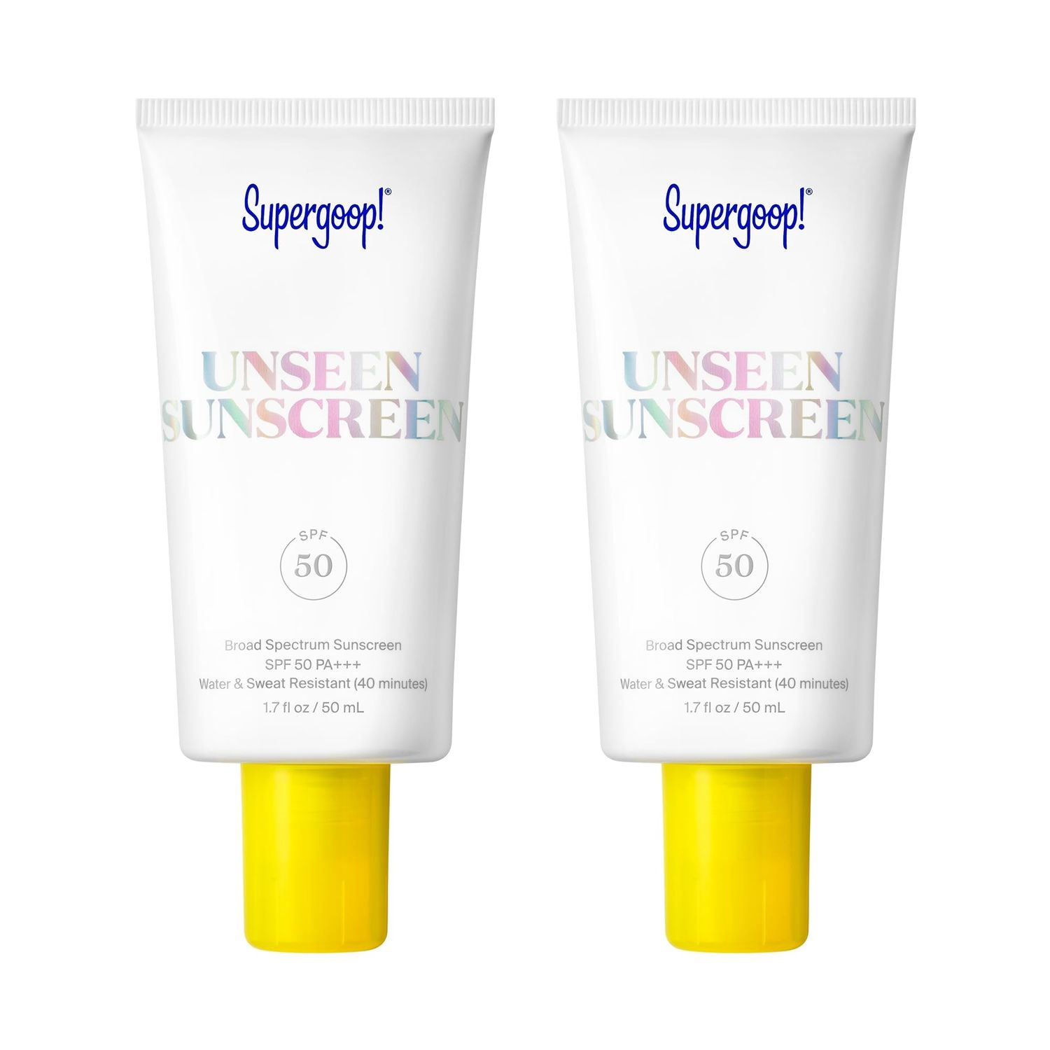 Supergoop! Unseen Sunscreen SPF 50 Invisible Sun Protection for Face - Broad Spectrum Face Sunscreen Makeup-Gripping Primer - Weightless, Scentless, Oil Free - All Skin Types - 1.7 fl oz, 2 Pack