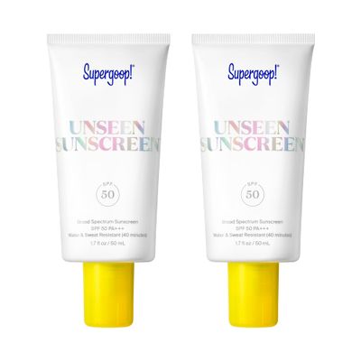 Supergoop! Unseen Sunscreen SPF 50 Invisible Sun Protection for Face - Broad Spectrum Face Sunscreen Makeup-Gripping Primer - Weightless, Scentless, Oil Free - All Skin Types - 1.7 fl oz, 2 Pack