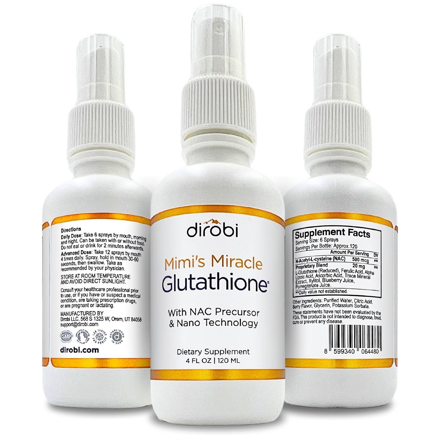 Mimi&#39;s Miracle Glutathione Spray, Sublingual Antioxidant, Reduced Glutathione Supplement with Ascorbic Acid, Blueberry Pomegranate Extracts, Spray Dosage for Adults Kids, 2 Ounces