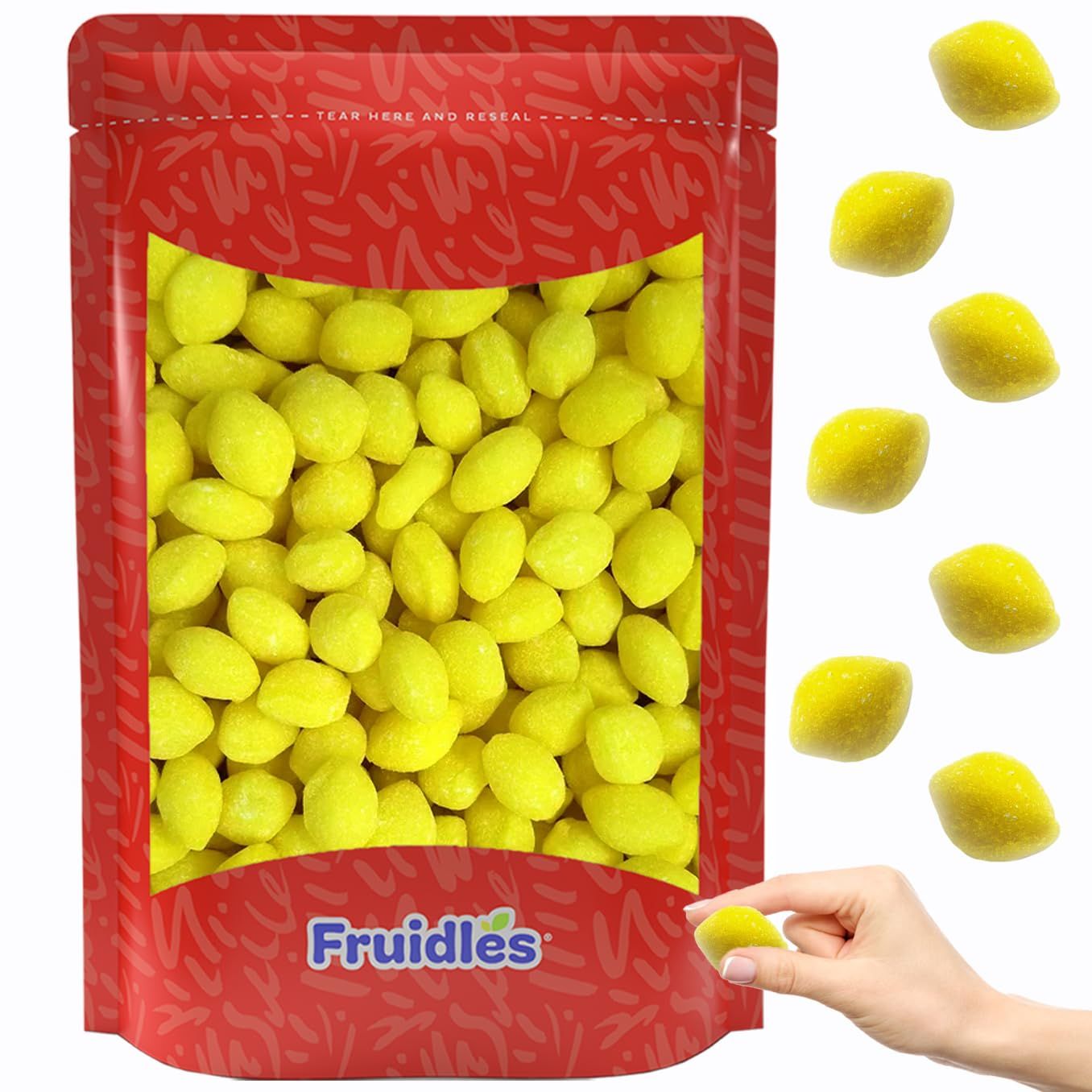 Fruidles Lemon Sanded Drops, Lemon Shaped Hard Candy, Kosher Parve (2 Pounds)