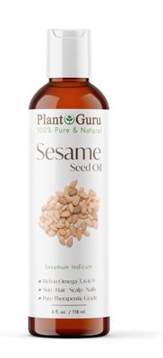 Sesame Seed Oil 4 oz Cold Pressed Carrier 100 Pure Natural for Skin, Body, Face, and Hair Growth Moisturizer. Great for Creams, Lotions, Lip Balm and Soap Making