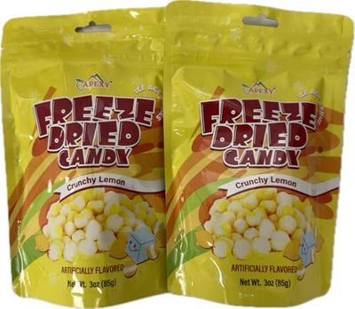 Apexy Freeze Dried Candy - Freeze Dried Rainbow Candy Assorted Flavor - Dehydrated, Crunchy, Colorful Treats Snacks for Kids Adults - Packed in a Resealable Pouch (Crunchy Lemon 6oz (170g))