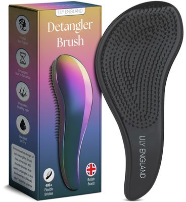 Lily England Hair Brushes for Women with Flexible Bristles - Pain-Free Detangler Brush for Curly, Thick, Straight Natural Hair - Gentle Hairbrush for Women - Petrol Color