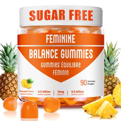 OFFPTE Premium Feminine Balance Gummies Daily Vaginal Probiotics for Women, 90 Ct Sugar Free Women&#39;s Health with Bacillus Coagulans, Vitamin C for pH Balance Immune Support, Pineapple Flavor