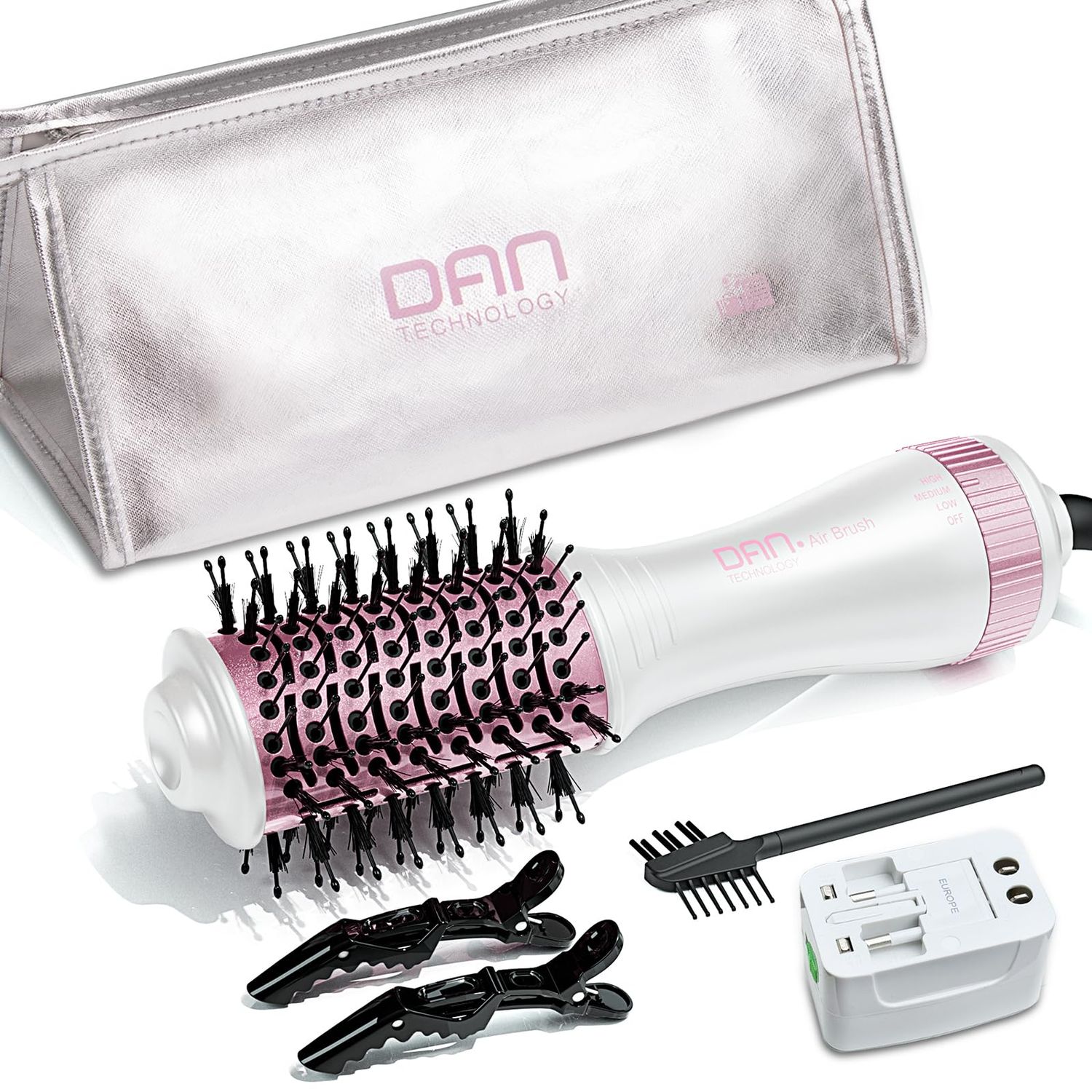 Dual Voltage Hair Dryer Brush,Travel Hair Dryer Brush,Hair Dryer Brush,Blow Dryer Brush,Small Hair Dryer Brush,4 in 1 Hair Dryer and Styler Volumizer,110V-120V220V-240V