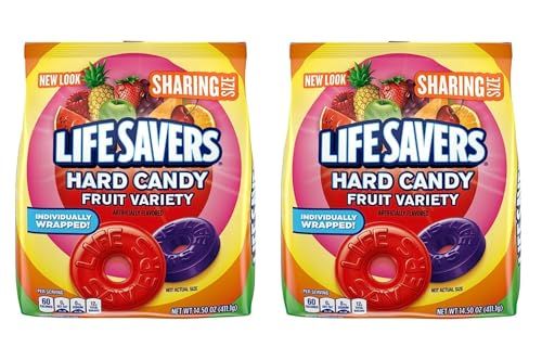 Life Savers Hard Candy Fruit Variety Bags - Pack of 2 - Individually Wrapped to Guarantee Freshness - Sharing Size bags - Perfect for Sharing with Others