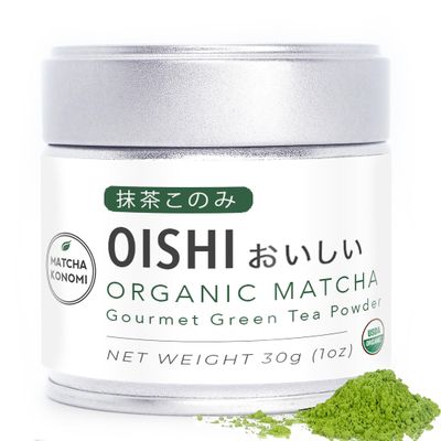 Oishi Matcha 30g - Organic Latte Grade Matcha - First Harvest - Premium Japanese Matcha - Lattes, Smoothies, Baking - Zero Sugar - USDA and JAS Certified (1oz tin)