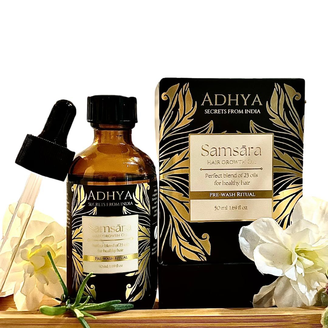 Hair Growth Oil for Damaged, Thinning and Frizzy Hair Scalp Hair Strengthening Treatment for All Types 100 Vegan, Natural and Plant-Based by Adhya