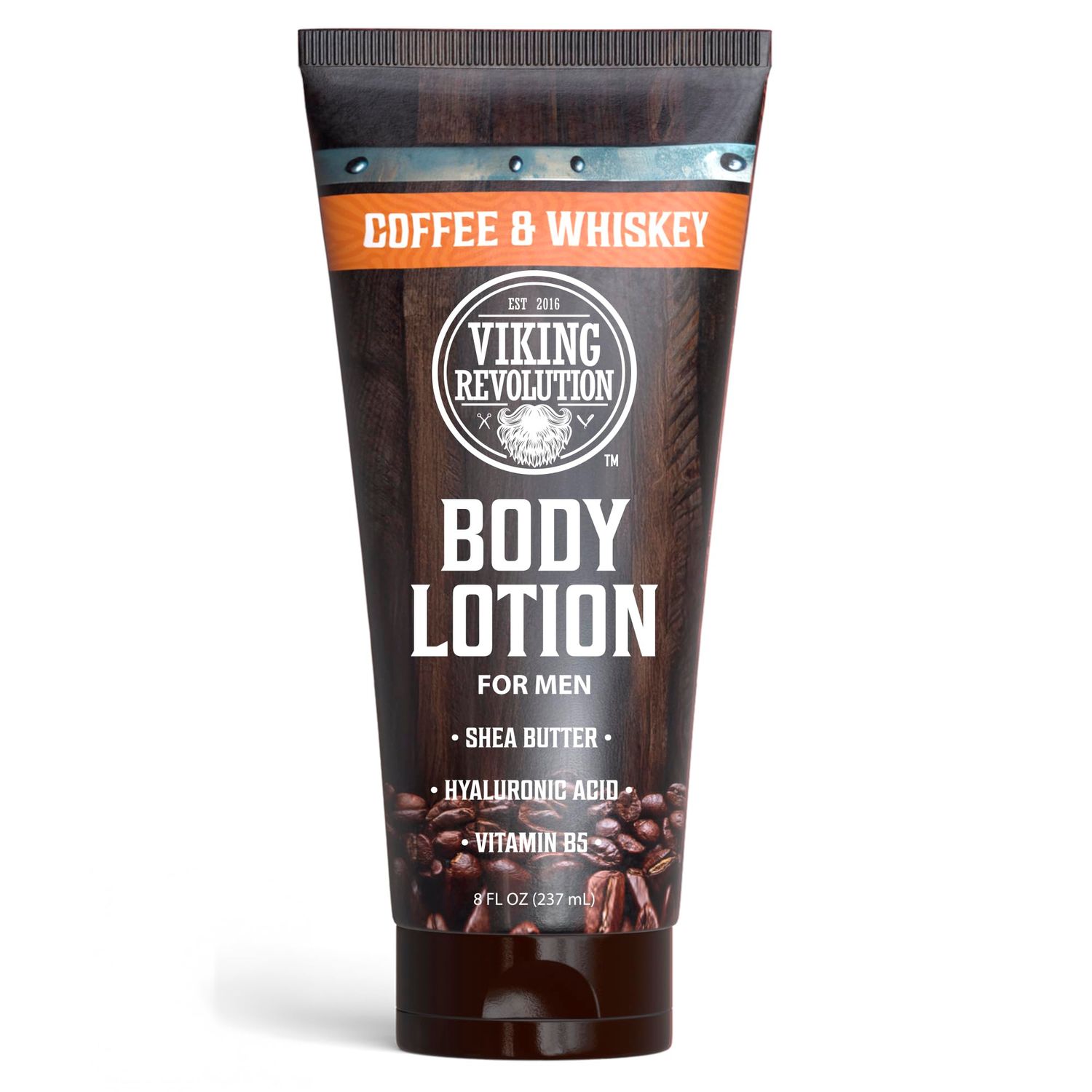 Viking Revolution Coffee Whiskey Body Lotion for Men -Mens Lotion for Dry Skin with Shea Butter, Hyaluronic Acid and Vitamin B5 - Nourishing Mens Body Lotion for Hydrated and Smooth Skin (8oz, 1 Pack)