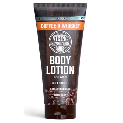 Viking Revolution Coffee Whiskey Body Lotion for Men -Mens Lotion for Dry Skin with Shea Butter, Hyaluronic Acid and Vitamin B5 - Nourishing Mens Body Lotion for Hydrated and Smooth Skin (8oz, 1 Pack)