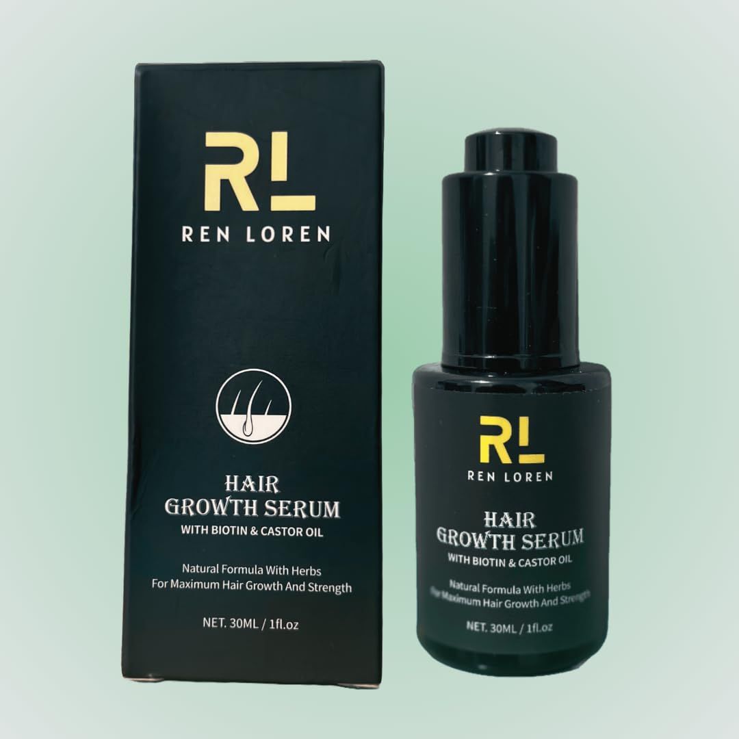 REN LOREN ORGANIC Natural Hair Growth Serum with Herbs for Thicker, Longer Healthier Hair