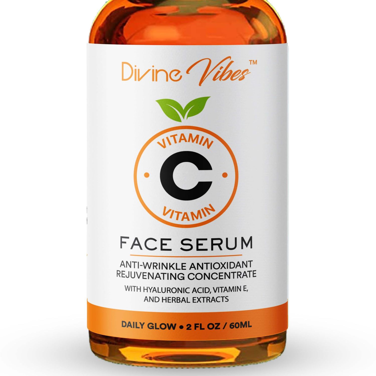100 Pure Vitamin C Serum for Face - Face Serum for Fine Lines with Hyaluronic Acid, Vitamin E, Herbal Antioxidant Extracts - Smooth, Tight, Firm, Youthful Skin, 2 FL Oz