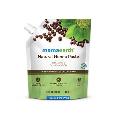 Mamaearth Heena Paste with Dark Roast Coffee Ready-to-Use for Naturally Colored Hair Helps Reduce Premature Graying Gives Long Lasting Natural Color 7.05 Oz200g