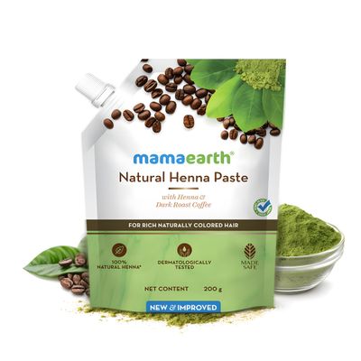 Mamaearth Heena Paste with Dark Roast Coffee Ready-to-Use for Naturally Colored Hair Helps Reduce Premature Graying Gives Long Lasting Natural Color 7.05 Oz200g