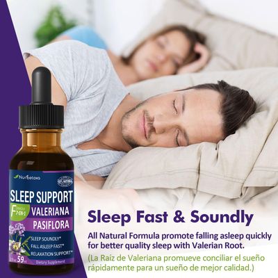 Nurbetoxa Valerian Sleep Support Drops, Gotas de Pasiflora y Valeriana y Lavanda para Dormir Profundamente rapido. Passion Flower Lavender Extract Liquid Tincture for Fast and Sound Sleep. 2oz