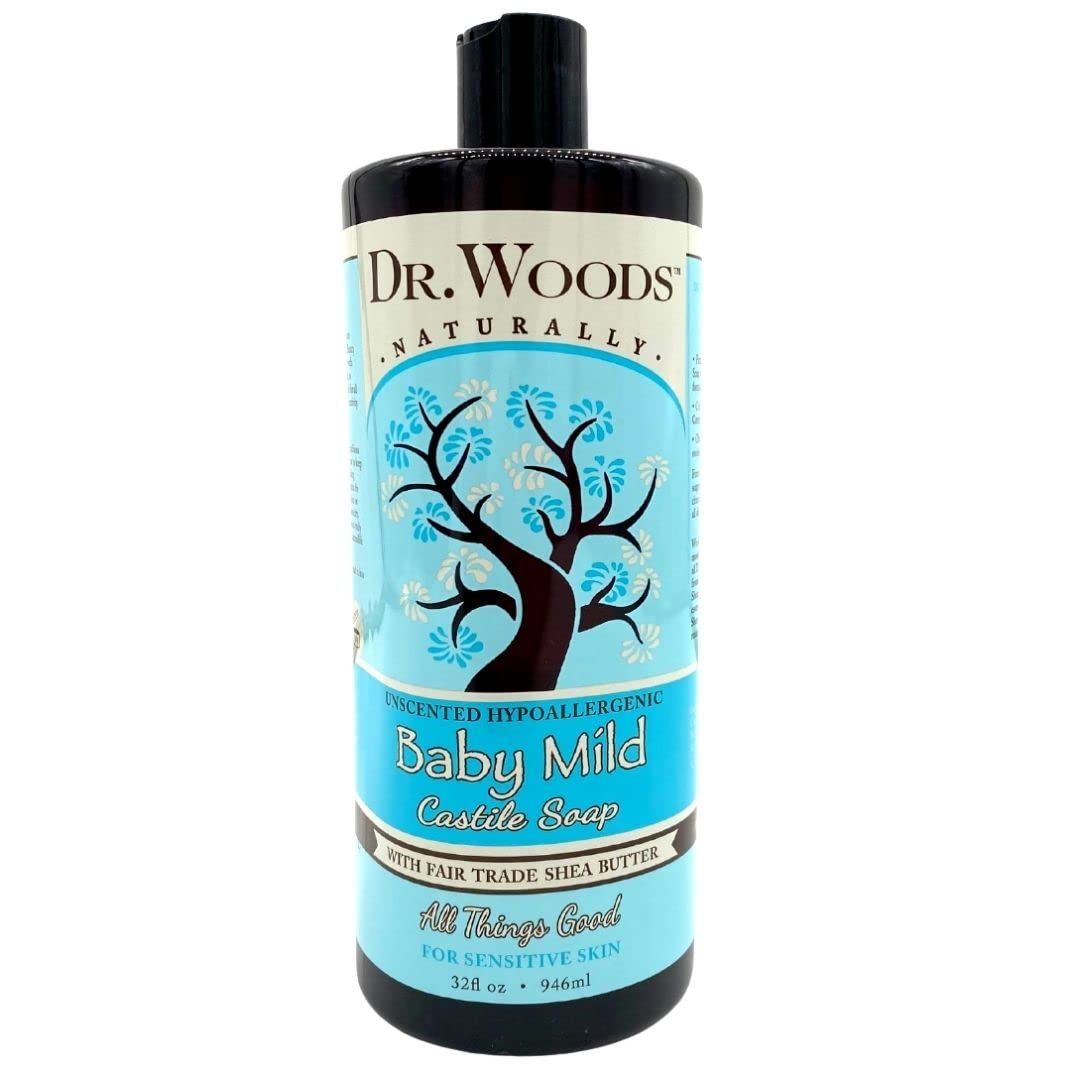 Dr. Woods Unscented Baby Mild Liquid Castile Soap with Organic Shea Butter, 32 Ounce