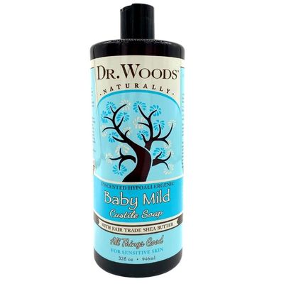 Dr. Woods Unscented Baby Mild Liquid Castile Soap with Organic Shea Butter, 32 Ounce