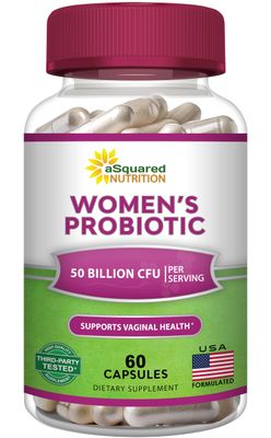 aSquared Nutrition Probiotics for Women - 50 Billion CFU Women&#39;s Probiotic Supports Digestive, Gut, Vaginal Urinary Tract Health - Prebiotics for Females - 60 Capsules - Alt to Gummies