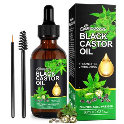 Jamaican Black Castor Oil, 100 Pure Cold Pressed Organic Castor Oil, Anti-Aging, Massage Essential Oil, Hair, Eyelashes, Eyebrow Growth and Regeneration Oil