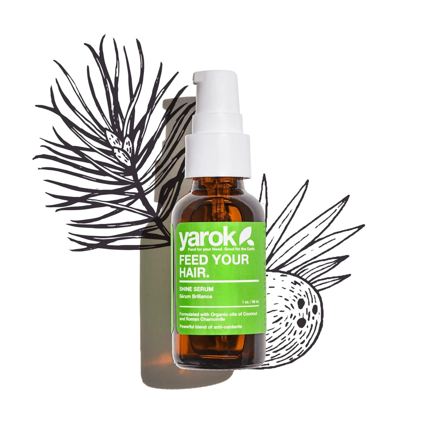 Yarok - Feed Your Hair Shine Serum - Condition, Shine Protect - Luxury Heat Protecting Formula - With Vitamins Minerals - 100 Vegan - Gluten, Sulfate, Paraben Cruelty Free - 1oz