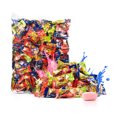 Zaza Atomic Extra Sour Chewy Candy in Explosive Sours Flavors - Assorted Fruit Soft Chewy Filled Gummy Candy Raspberry, Green Apple, Strawberry Flavors for Kids - Kosher, Gluten Free, 2.2LB Bulk