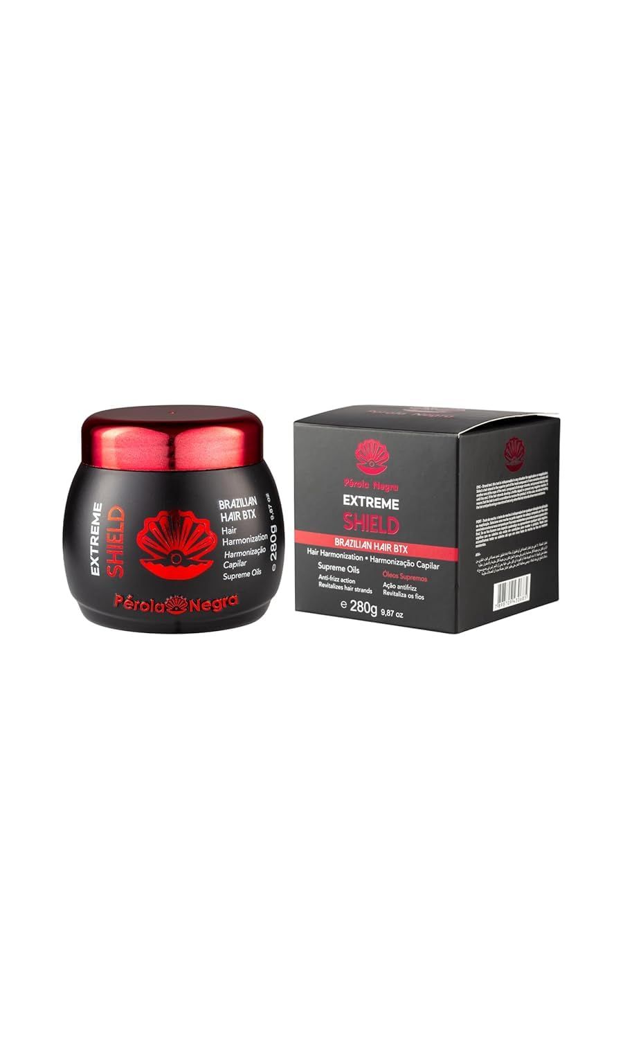 Prola Negra Extreme Shield, Brazilian Hair Btx, Hair Harmonization, Anti-frizz Action - Intensive Treatment for all hair types, Hair Mask for Damage Repair and Control of Frizz and Volume 9.87 oz