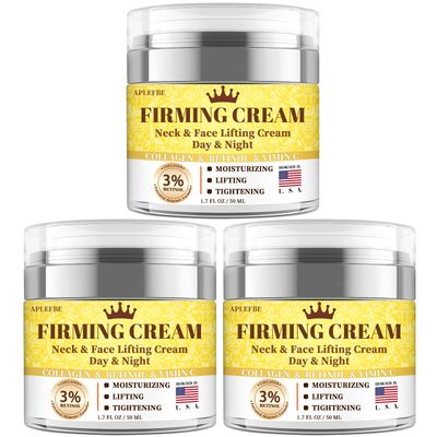 3 Retinol Cream Face Moisturizer, Anti Aging Neck Firming Cream with Collagen, Day Night Face Cream with Hyaluronic Acid, Lifting Tightening Wrinkle for Women Men, 1.7 FL OZ, 3PC