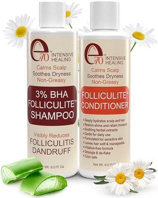 3 BHA Folliculite Shampoo and Conditioner for Women Men - Made with Salicylic Acid Tea Tree Oil - Flakes Shampoo Deep Conditioner for Dry Itchy Scalp Hair by e70