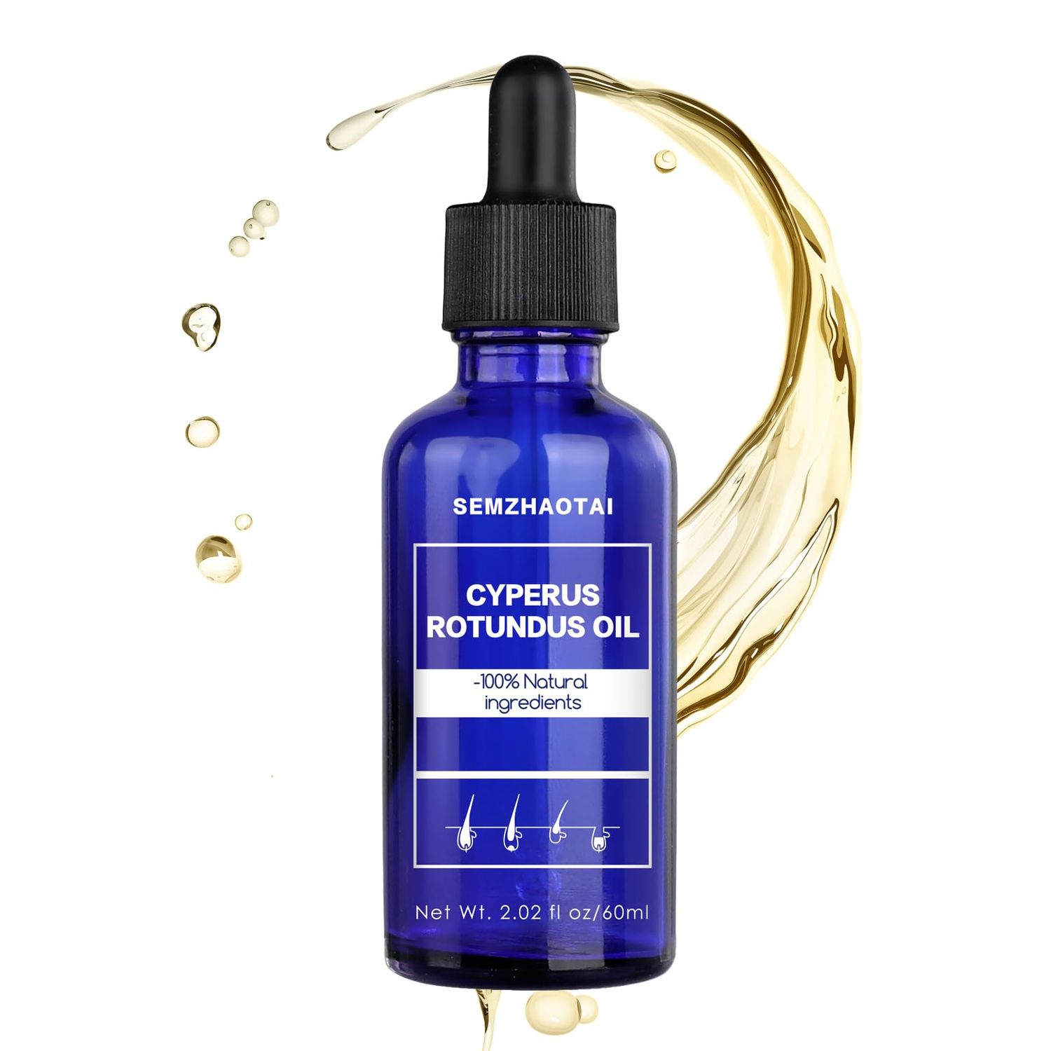 Cyperus Rotundus Oil - Natural Nut Grass Oil for Hair Removal, Reducing Body Hair Growth, Smooth Skin Moisturizing, Soothing Gentle, Ideal for All Skin Types (1pc, 60ml)