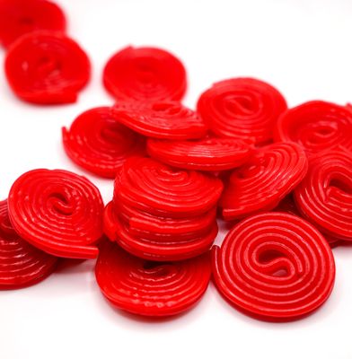 Red Strawberry Licorice Wheels - 2 lbs of Bulk Fresh Sweet Licorice. Approximately 80 Wheels Per Bag