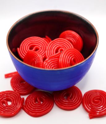 Red Strawberry Licorice Wheels - 2 lbs of Bulk Fresh Sweet Licorice. Approximately 80 Wheels Per Bag