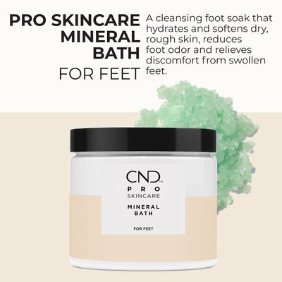 CND Pro Skincare Mineral Bath for Feet, Avocado Oil, Vitamin E, and Shea Butter, Natural Vegan Formula, 18 Fl Oz