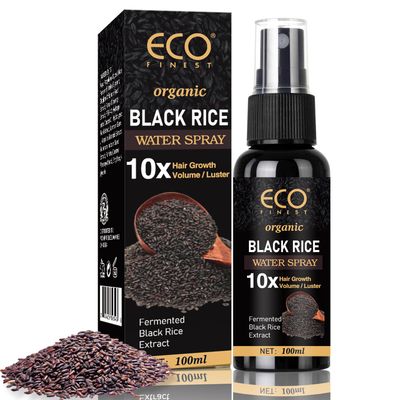 Black Rice Water Serum Spray for Hair Growth with Hydrolyzed Rice Extract, Zingiber, Castor Oil for Thicker Longer Fuller Hair, Women Men