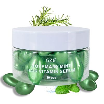 GZE Rosemary Mint Hair Vitamin Capsule Hair Growth Oil - Prevents Breakage and Split Ends - 30 Capsules in Each Bottle