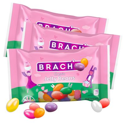 Brach Jelly Beans 3 Pack - Classic Assorted Flavors JellyBeansJellyBeans For Parties, Candy Buffet, Snacks and Treats - 14.5 oz Bags (2.7 Pound Total)