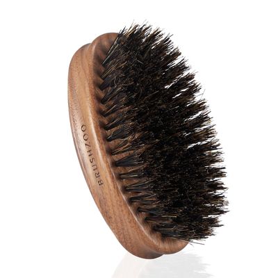 BRUSHZOO Beard Brush, Black Walnut Beard Brush for Men Facial Hair Styling, 100 Boar Bristle Brush for Soften Beard Reduce Beard-Itch