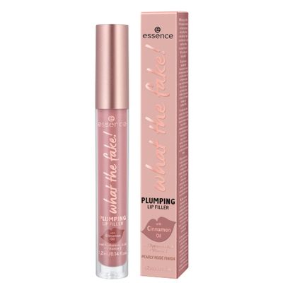 essence What the Fake! Plumping Lip Filler Volumizing Lip Gloss Made With Hyaluronic Acid and Vitamin E Vegan Cruelty Free, Gluten Free Free From Fragrance Parabens (02 Oh My Nude!)