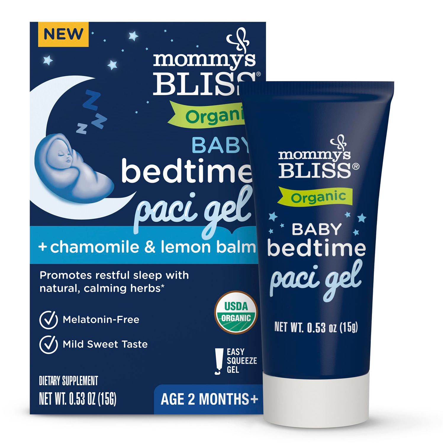 Mommy&#39;s Bliss Organic Baby Bedtime Paci Gel, Promotes Restful Sleep, Melatonin Free, Age 2 Months, 0.53 Fl Oz