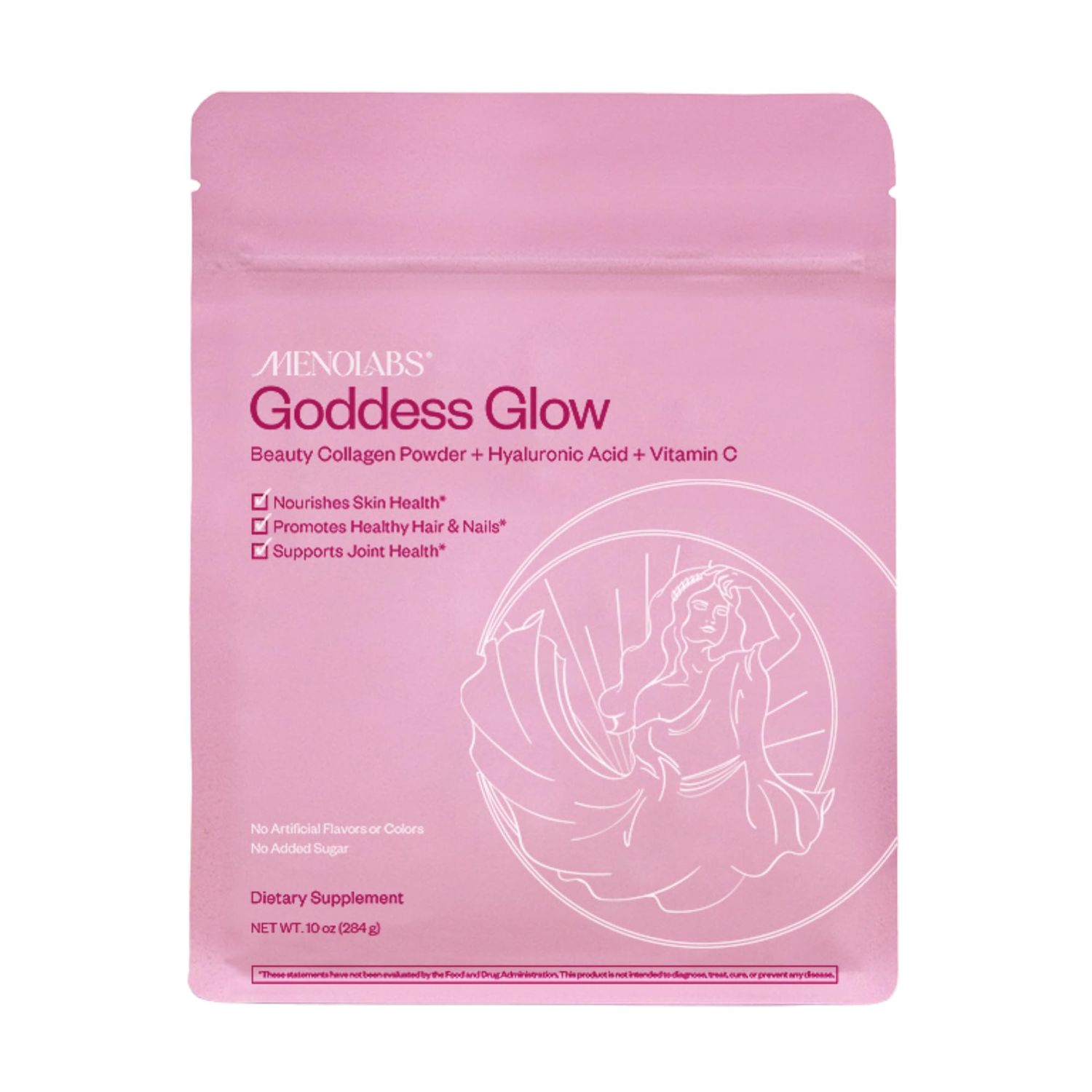 MENOLABS Goddess Glow Collagen Peptides Powder (Type I, III) - 14 Servings (280 g) - Menopause Supplements for Women with Hyaluronic Acid Vitamin C - Unflavored