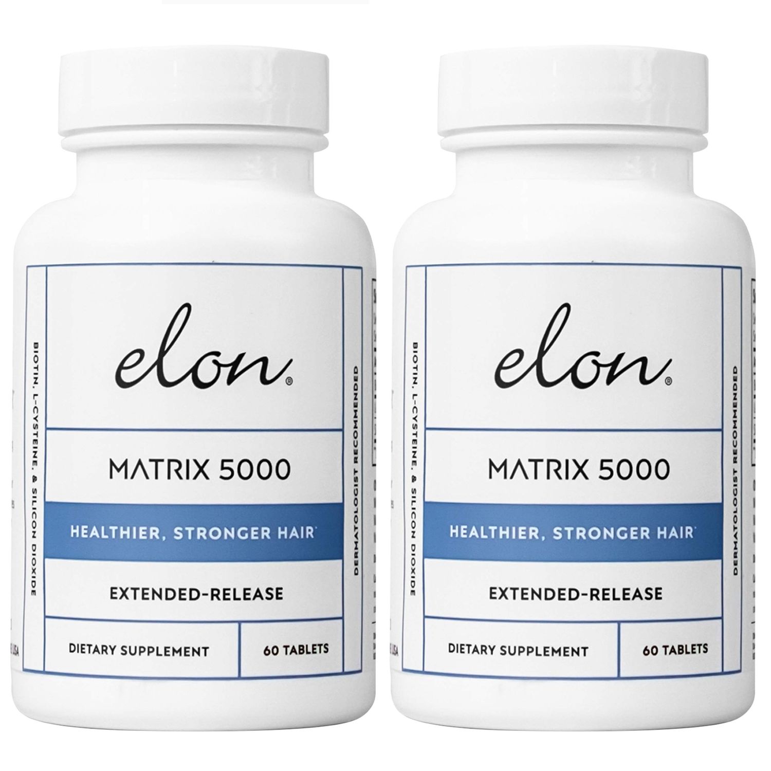 Elon Matrix 5000 - Biotin 5000mcg Vitamins for Hair Growth wExtended Release - Promotes Healthy Strong Hair - Pack of 2 (120 Day Supply)