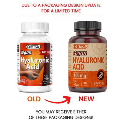 DEVA Nutrition Vegan Hyaluronic Acid 100 mg - Non-GMO Non-Hemolytic - 90 Tablets, 1-Pack